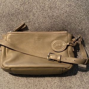 Beige Roots Leather crossbody purse